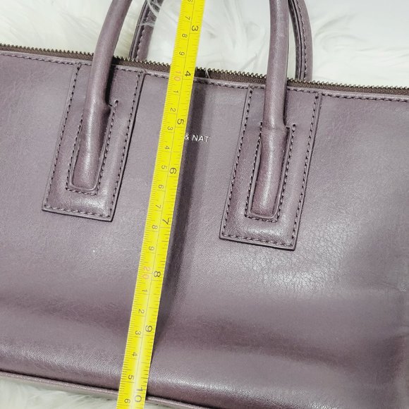 Matt & Nat Purple Dual Handle Satchel Bag Structured Zip Top Recycled Bottles - Picture 11 of 12
